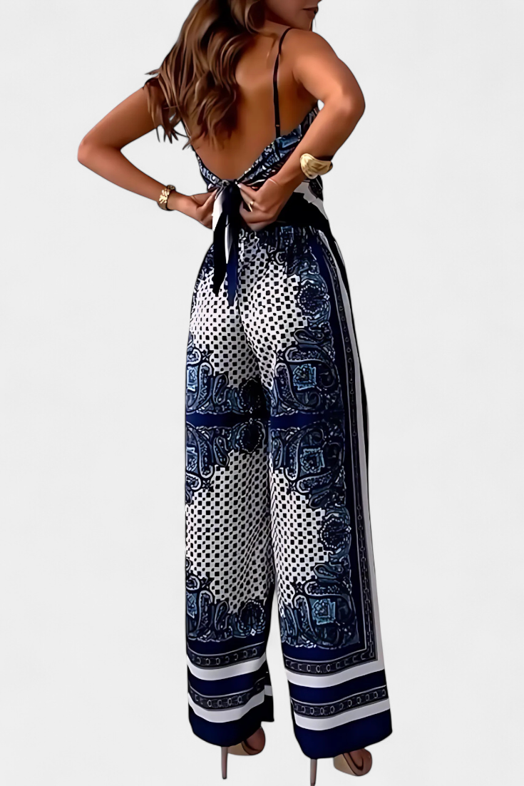 Louisa Ensemble Paisley à Top Bandeau et Pantalon à Jambes Larges