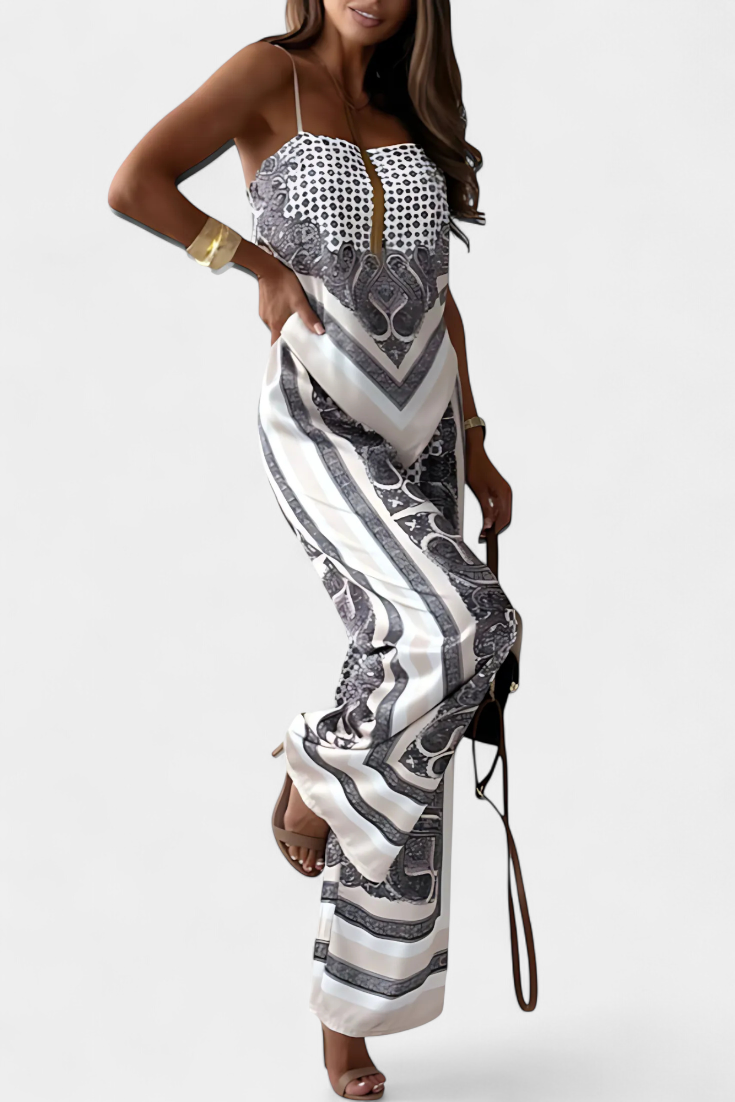 Louisa Ensemble Paisley à Top Bandeau et Pantalon à Jambes Larges