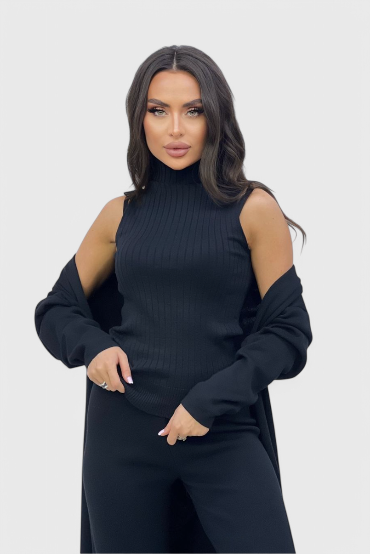 Mahalia Ensemble 3 Pièces en Tricot Doux à Coupe Élégante