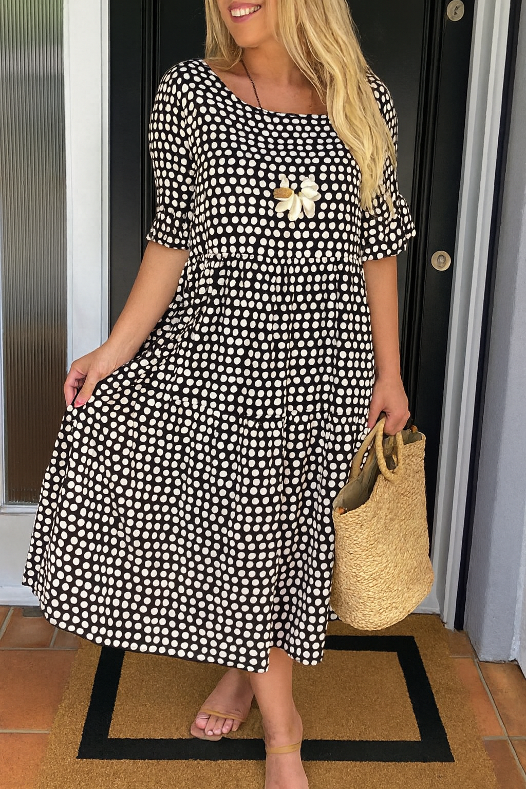 Zara | Robe Midi à Manches Courtes