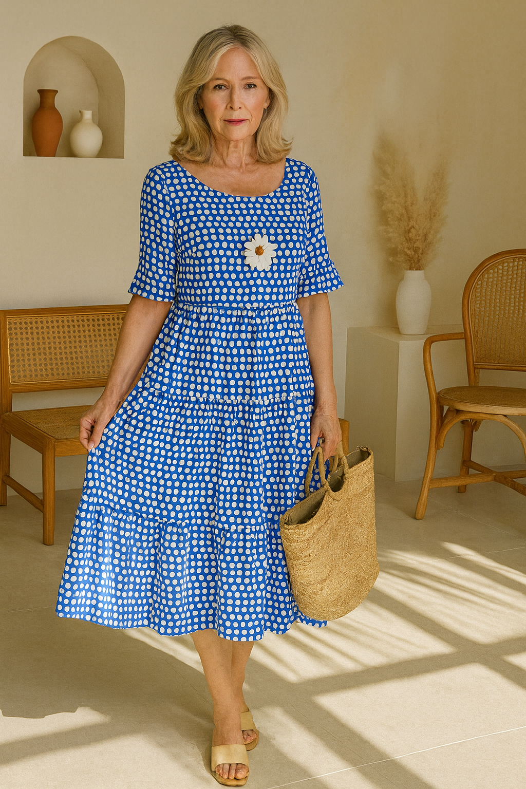 Zara | Robe Midi à Manches Courtes