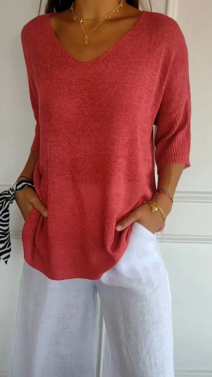 Anaé™ | Haut Tricot Aérien avec Col en V