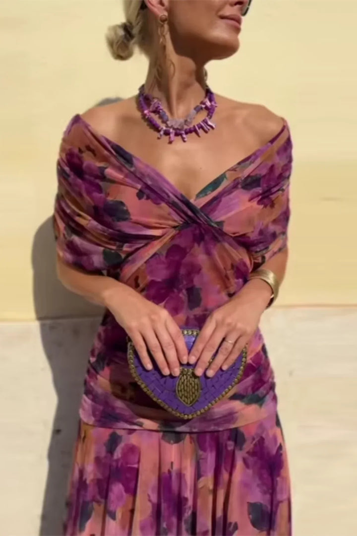 Robe Maxi de Fête Élégante à Col V