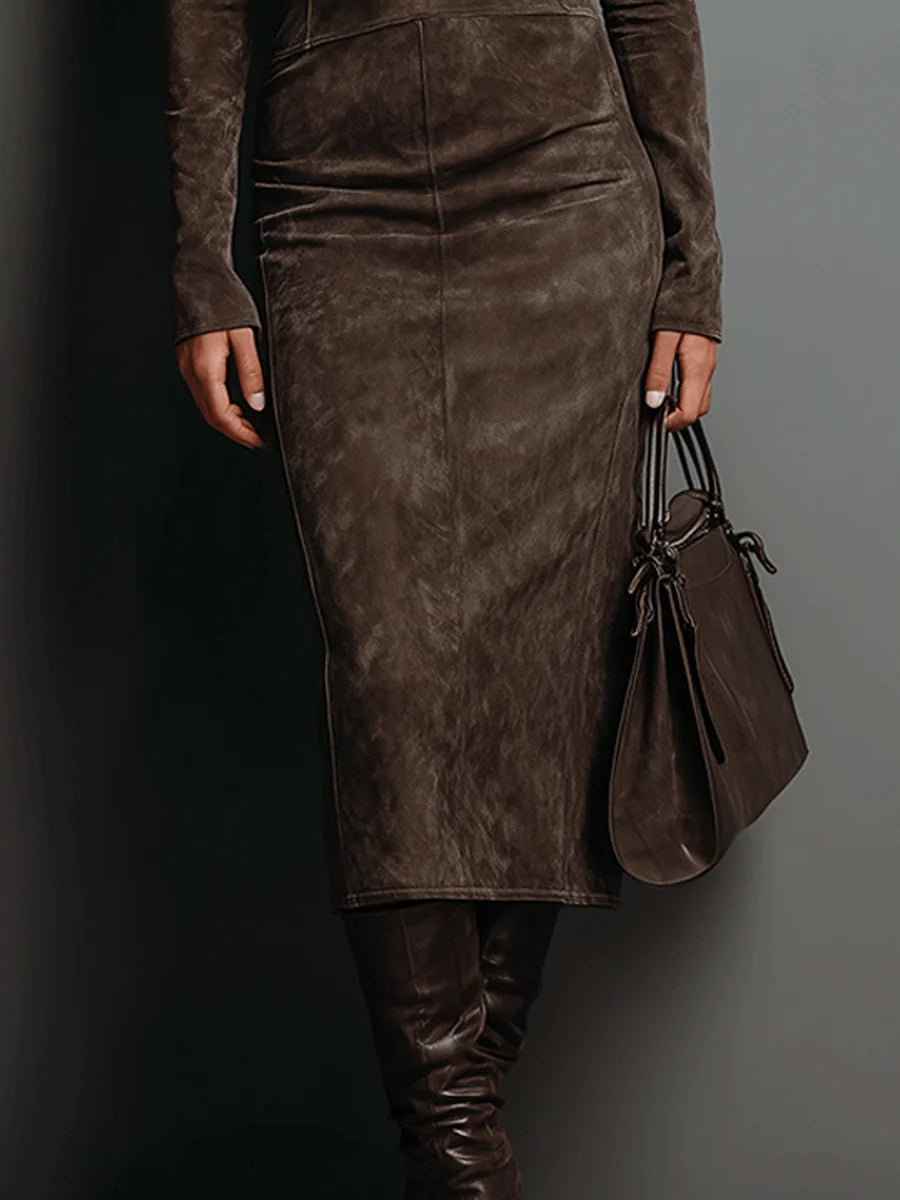 Lorena ║ Robe midi longue marron