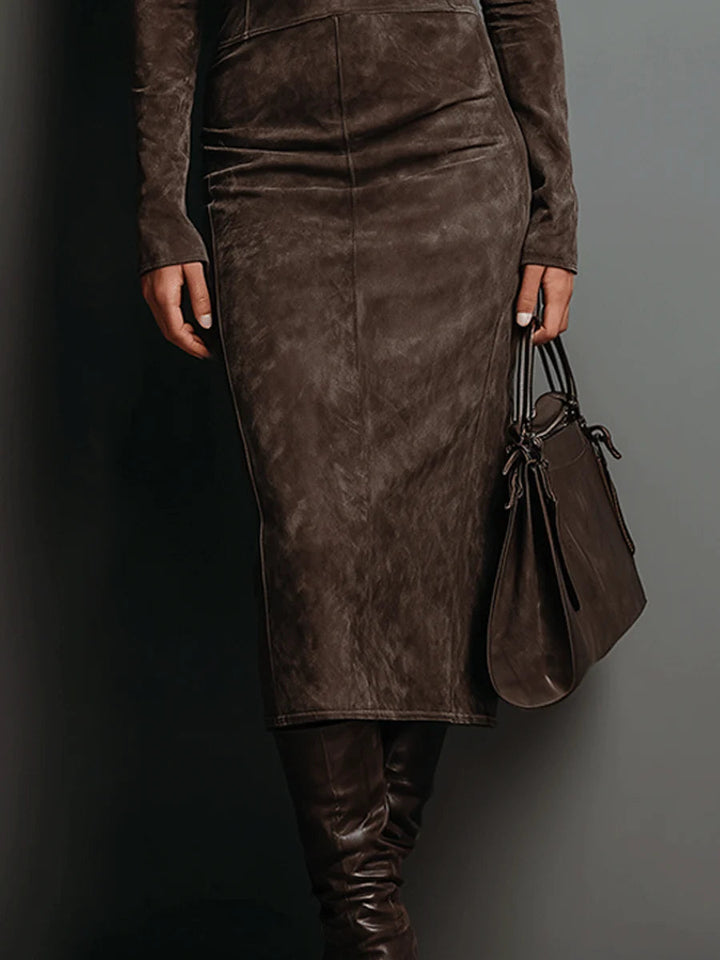 Lorena ║ Robe midi longue marron