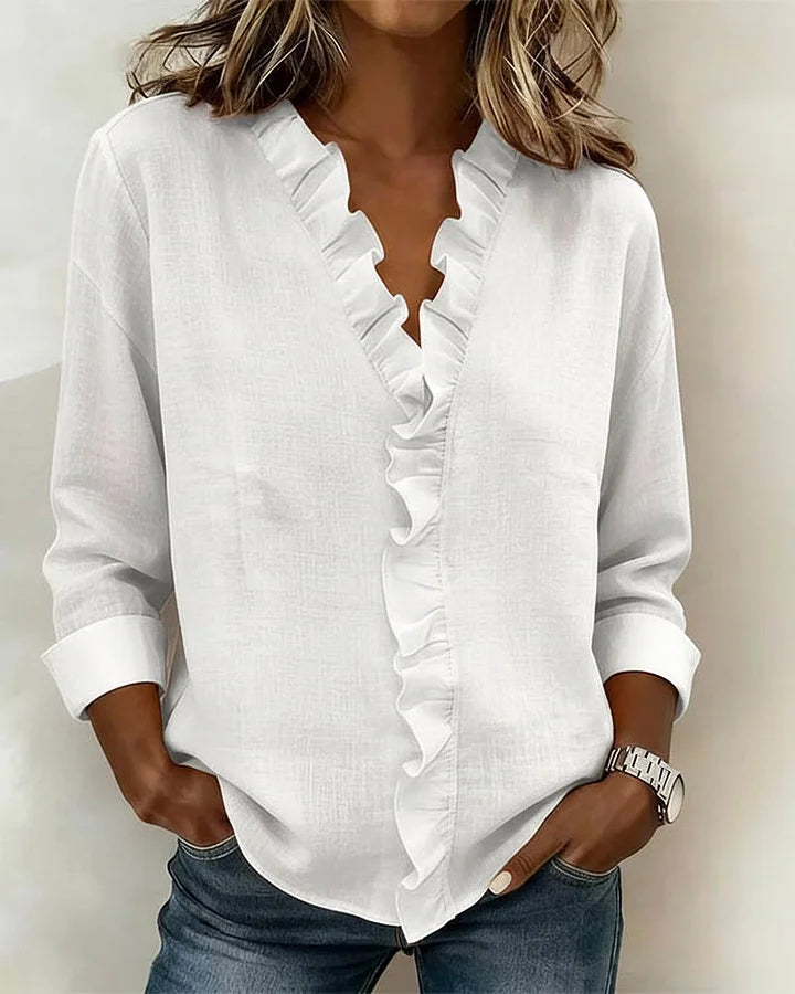 Chiara | Blouse avec décolleté en V et volants délicats