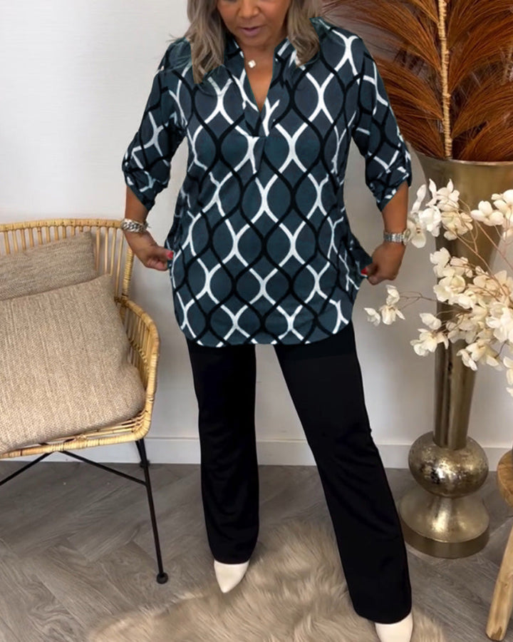 Margaux™ | Blouse Décontractée avec Motif Chic