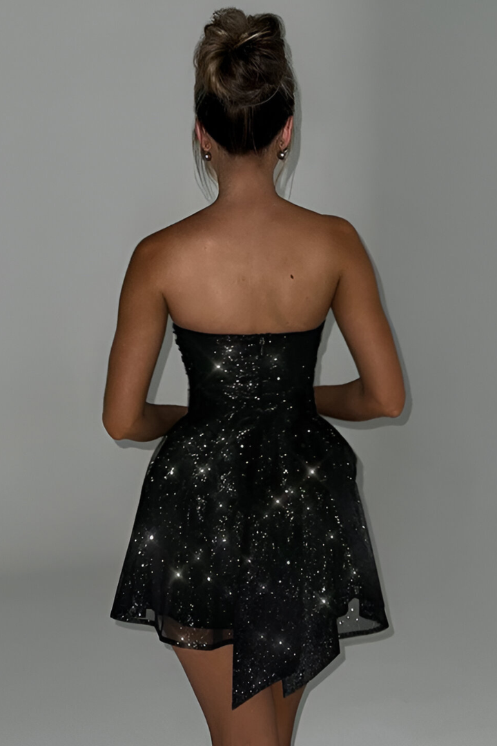 Elara™ | Robe de Cocktail Pailletée Sans Bretelles
