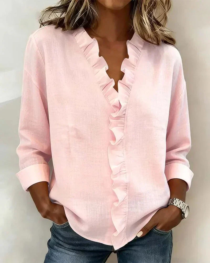 Chiara | Blouse avec décolleté en V et volants délicats