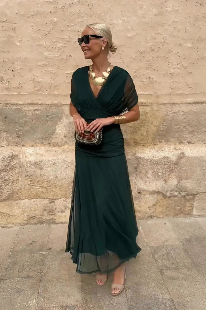 Robe Maxi de Fête Élégante à Col V