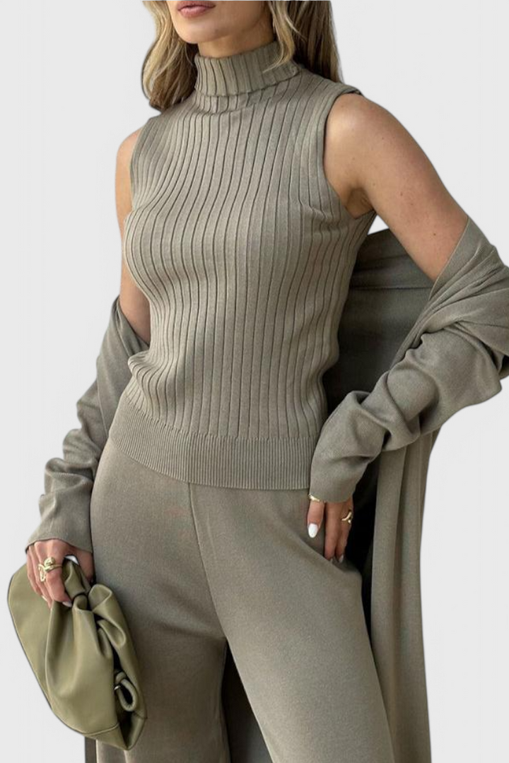 Mahalia Ensemble 3 Pièces en Tricot Doux à Coupe Élégante