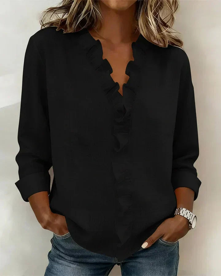 Chiara | Blouse avec décolleté en V et volants délicats