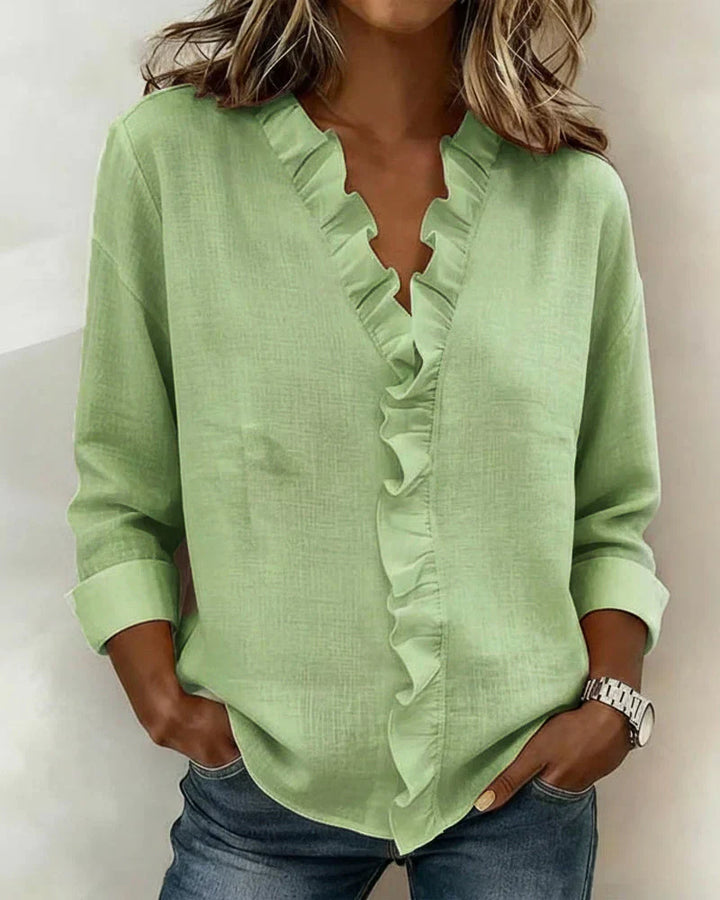 Chiara | Blouse avec décolleté en V et volants délicats