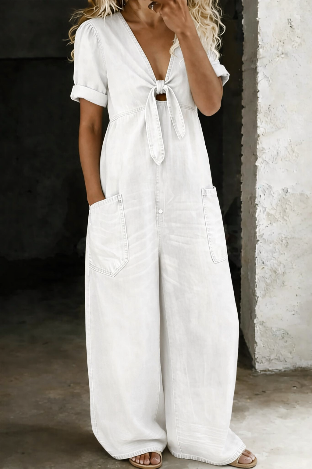 Maya | Combinaison Style Denim à Col V