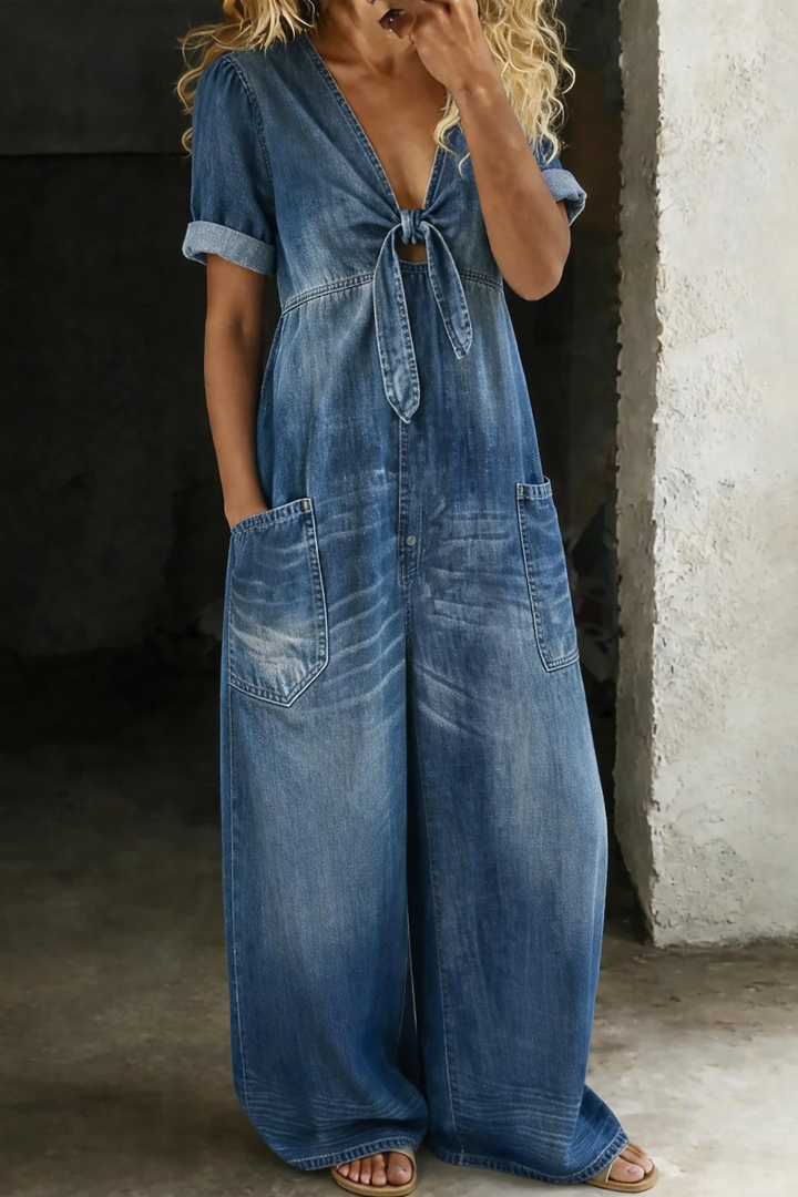Maya | Combinaison Style Denim à Col V