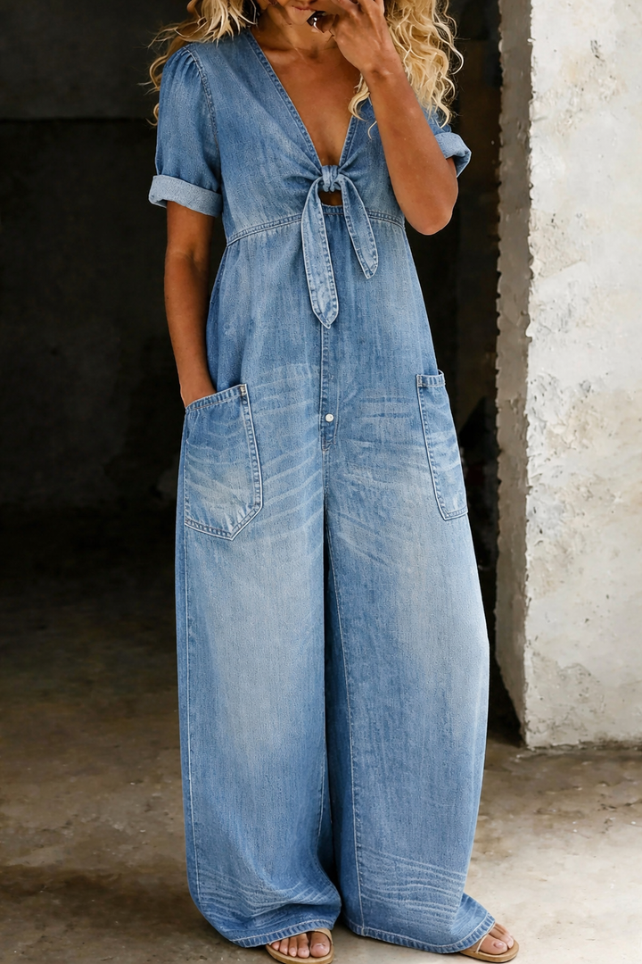 Maya | Combinaison Style Denim à Col V