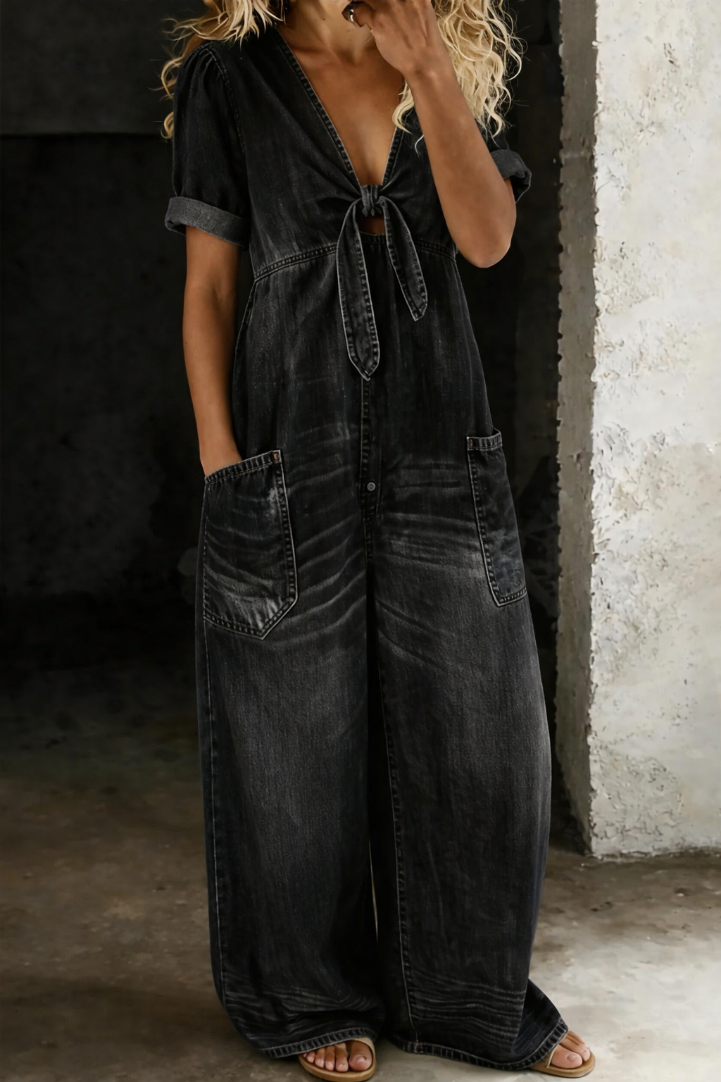 Maya | Combinaison Style Denim à Col V