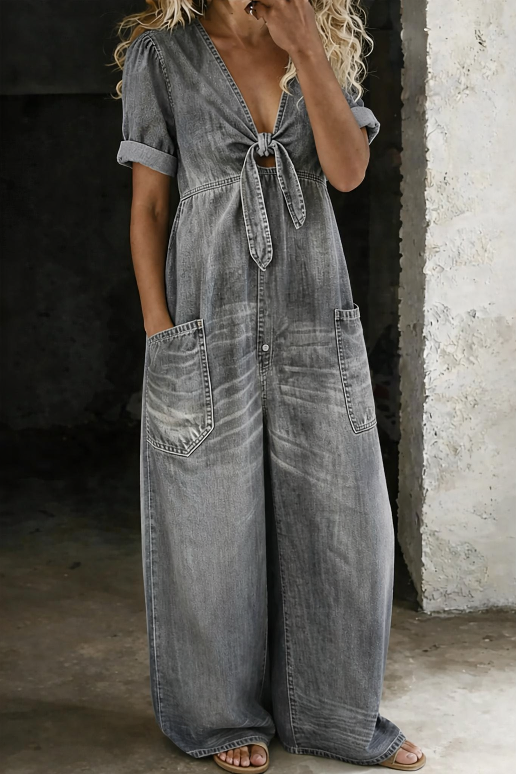 Maya | Combinaison Style Denim à Col V