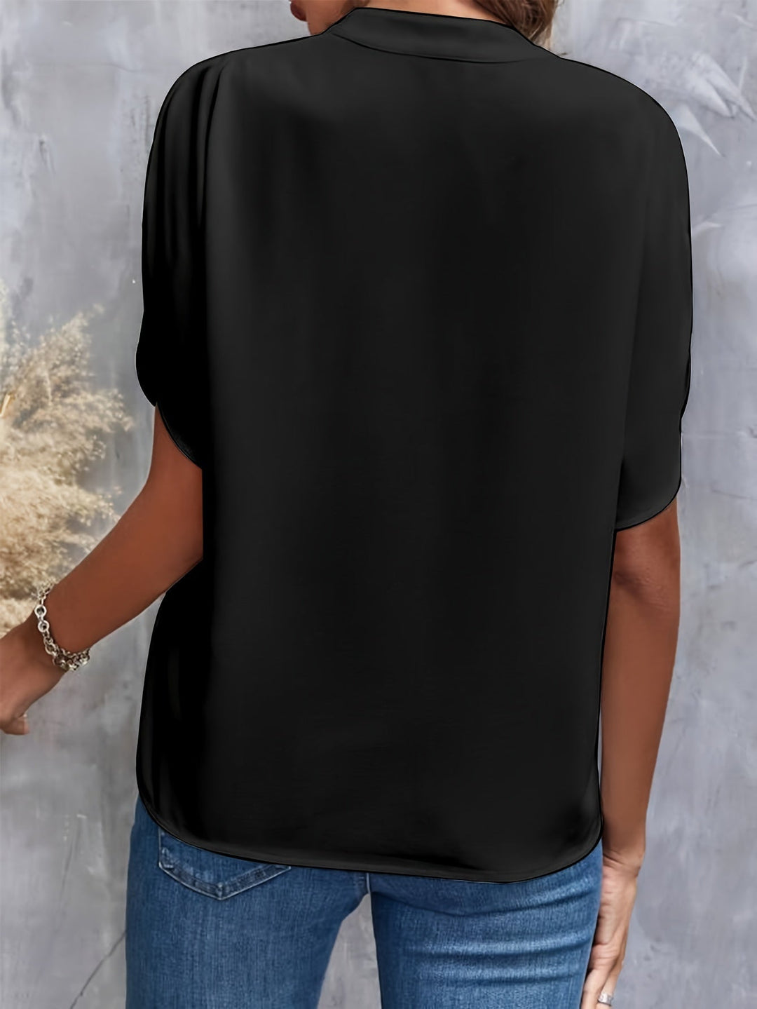 Julie | Blouse Fluide Col Officier Manches Courtes Femme