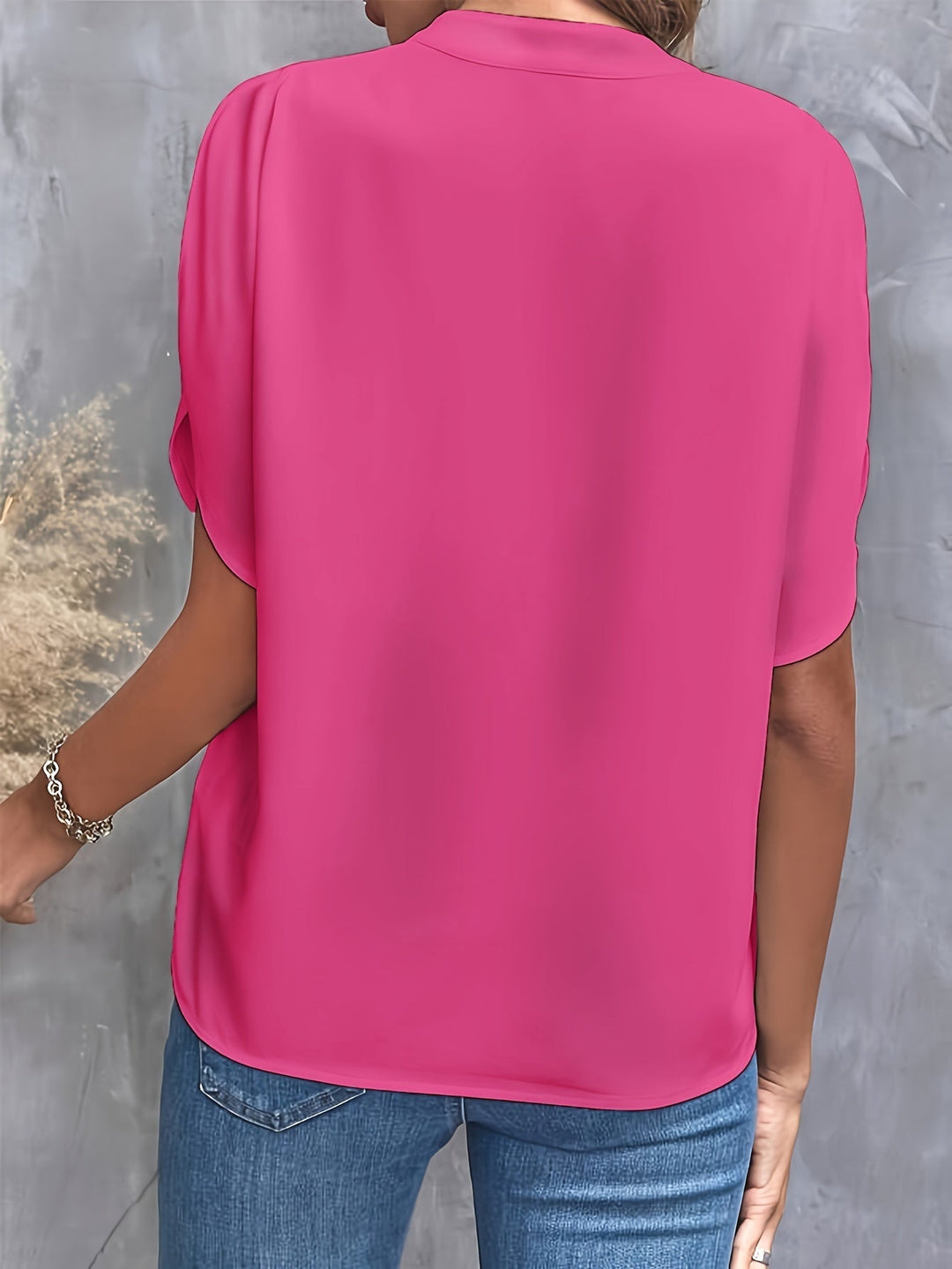 Julie | Blouse Fluide Col Officier Manches Courtes Femme