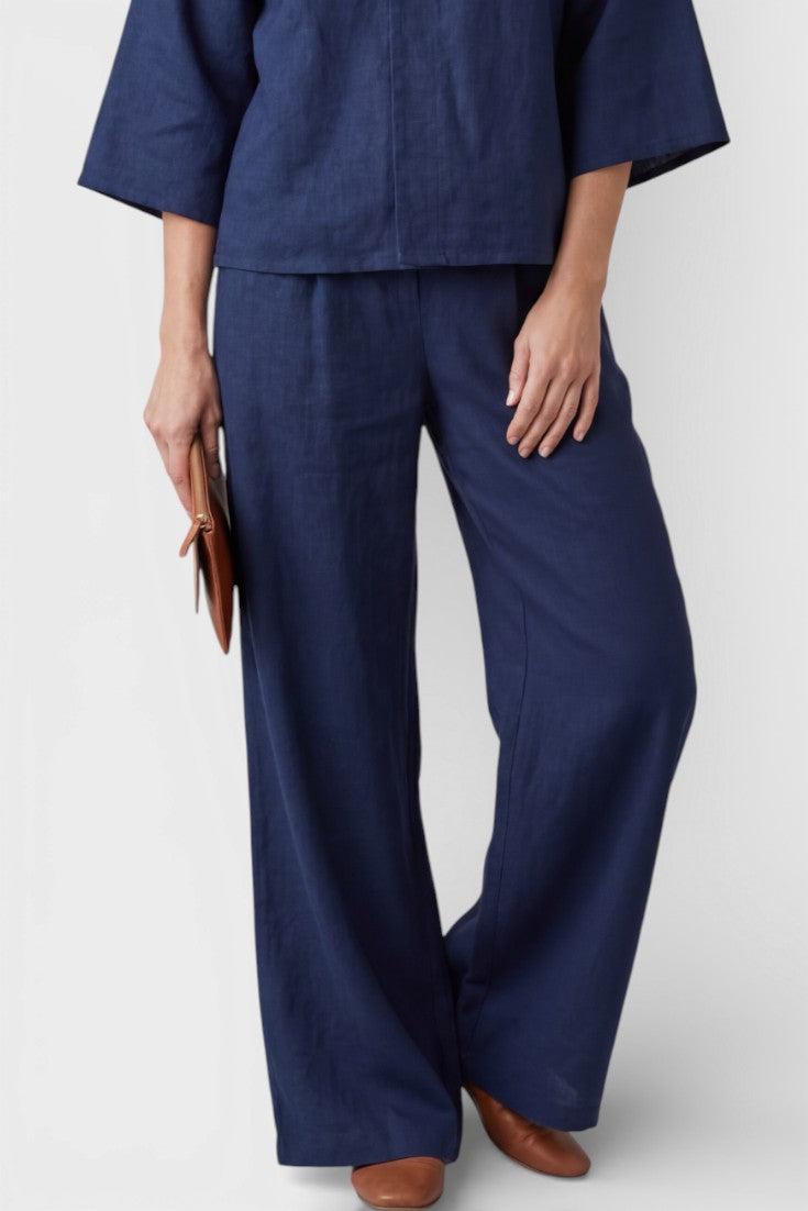 Eli Ensemble Élégant à Col en V et Pantalon Droit