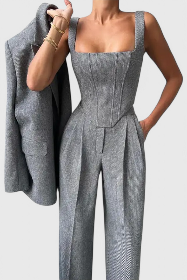 Evena Ensemble Tailleur 3 Pièces avec Corset Structuré