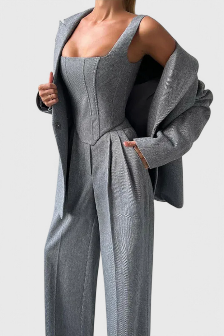 Evena Ensemble Tailleur 3 Pièces avec Corset Structuré