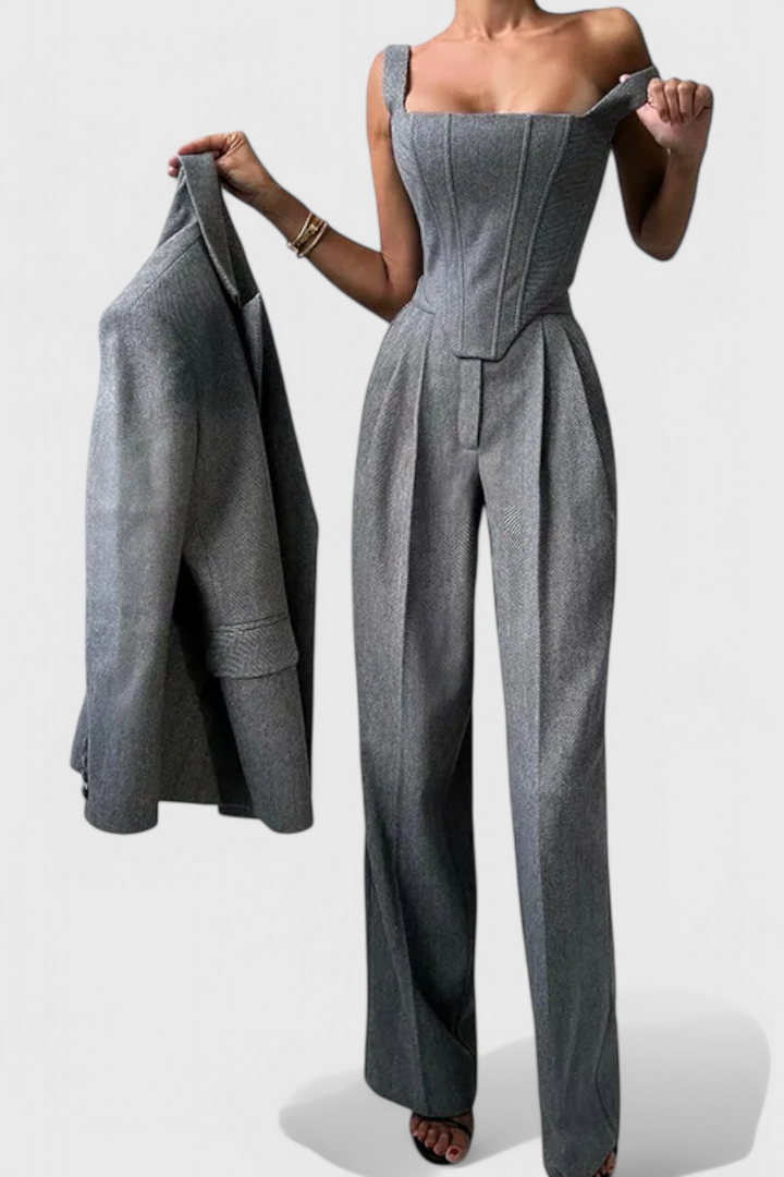 Evena Ensemble Tailleur 3 Pièces avec Corset Structuré