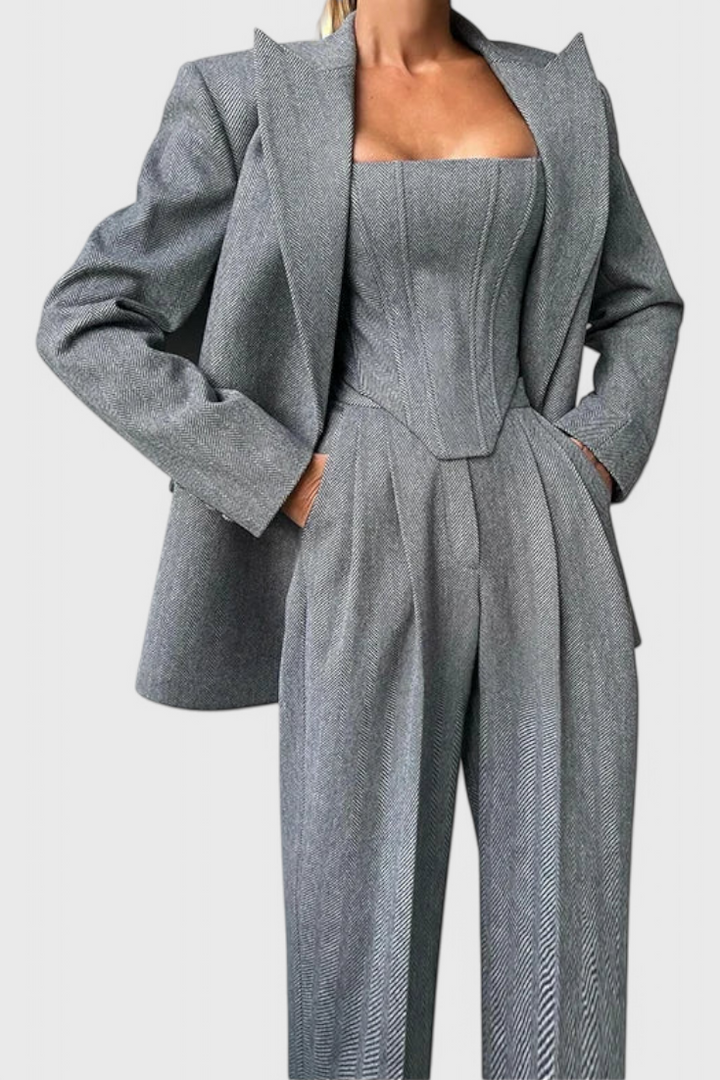 Evena Ensemble Tailleur 3 Pièces avec Corset Structuré