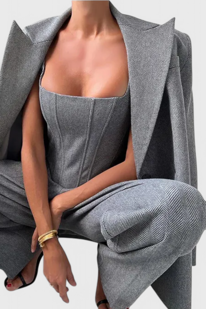 Evena Ensemble Tailleur 3 Pièces avec Corset Structuré