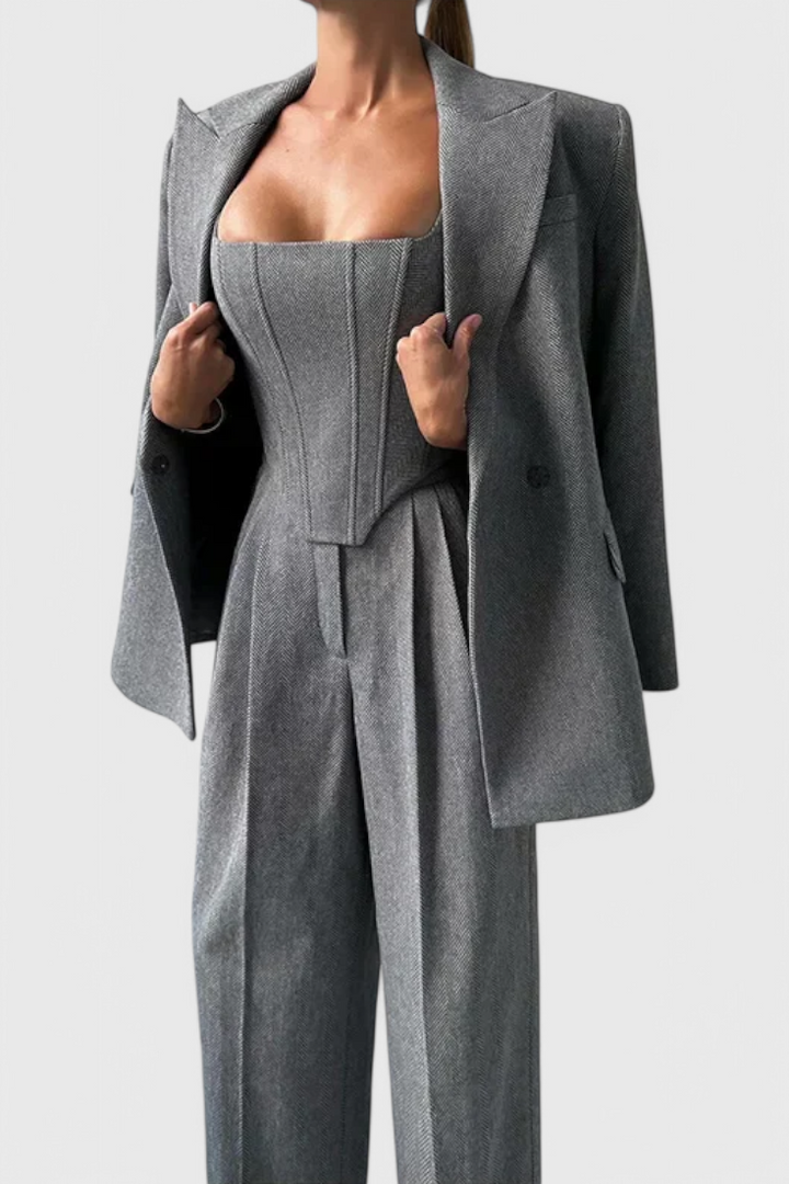 Evena Ensemble Tailleur 3 Pièces avec Corset Structuré
