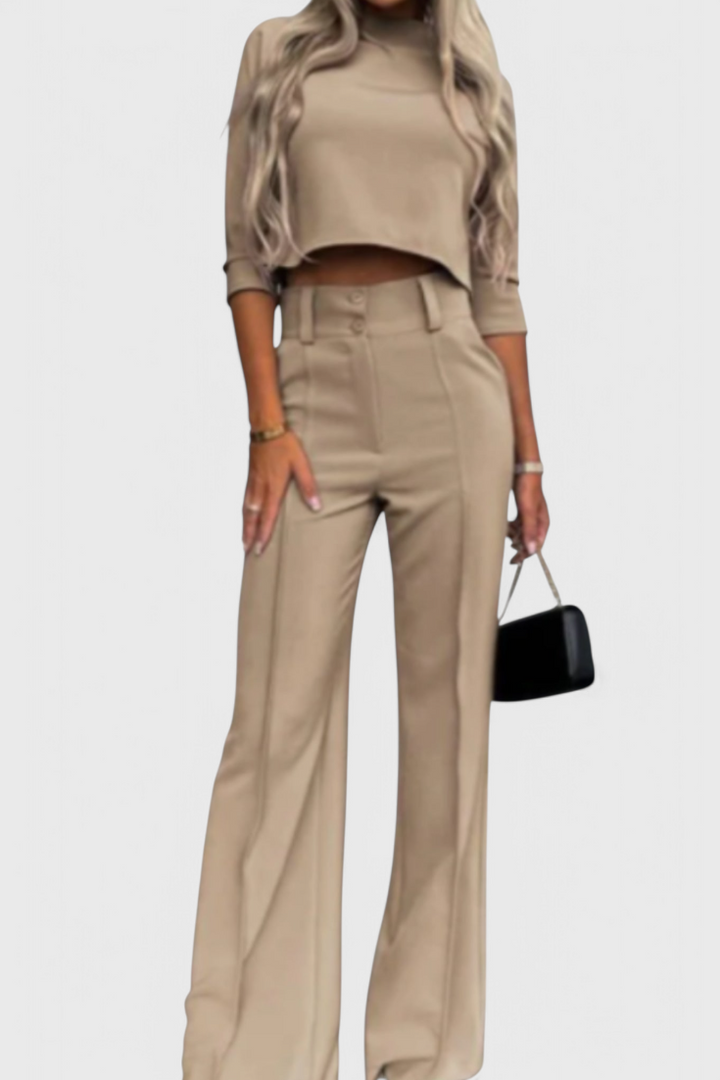 Cleo Ensemble à Top Manches 3/4 et Pantalon à Jambes Larges