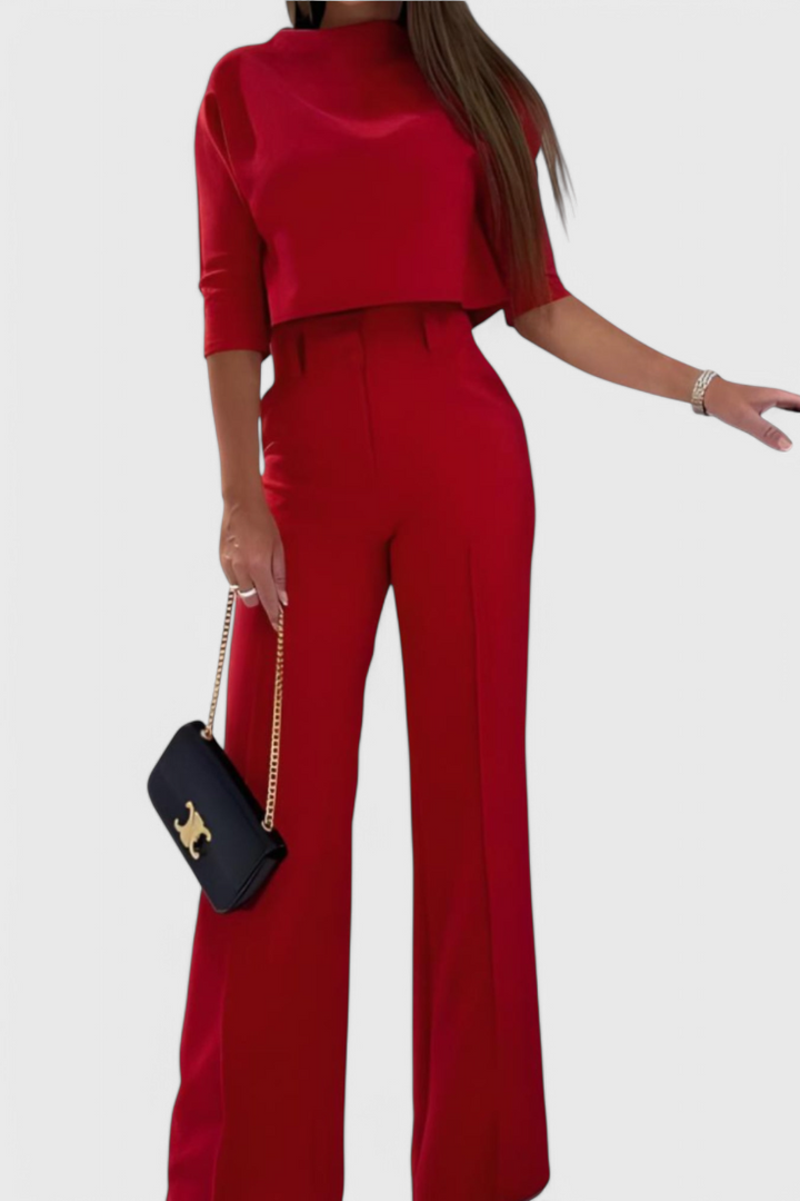 Cleo Ensemble à Top Manches 3/4 et Pantalon à Jambes Larges