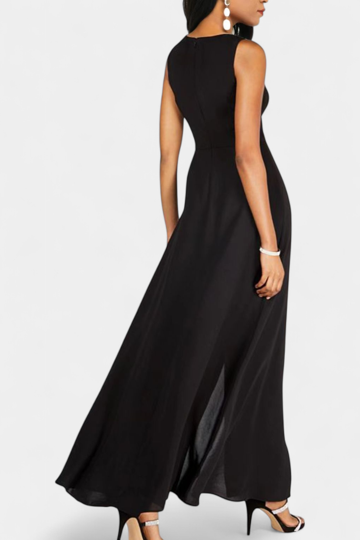 Alicie Ensemble Bicolore Sans Manches à Superposition Longue et Pantalon Ample