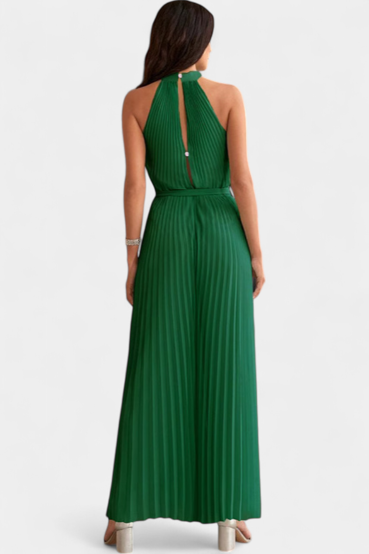 Patrizia Combinaison Plissée à Col Halter et Coupe Palazzo