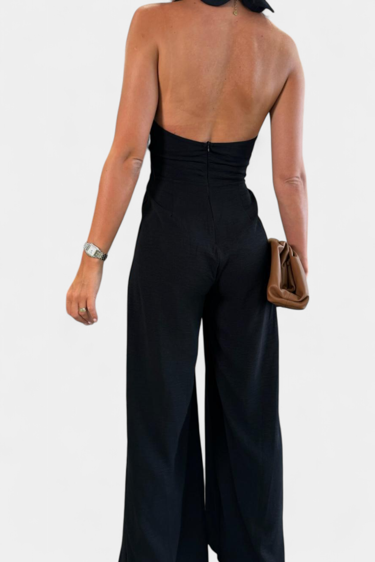 Jessica Combinaison Halter Dos Nu à Jambes Larges