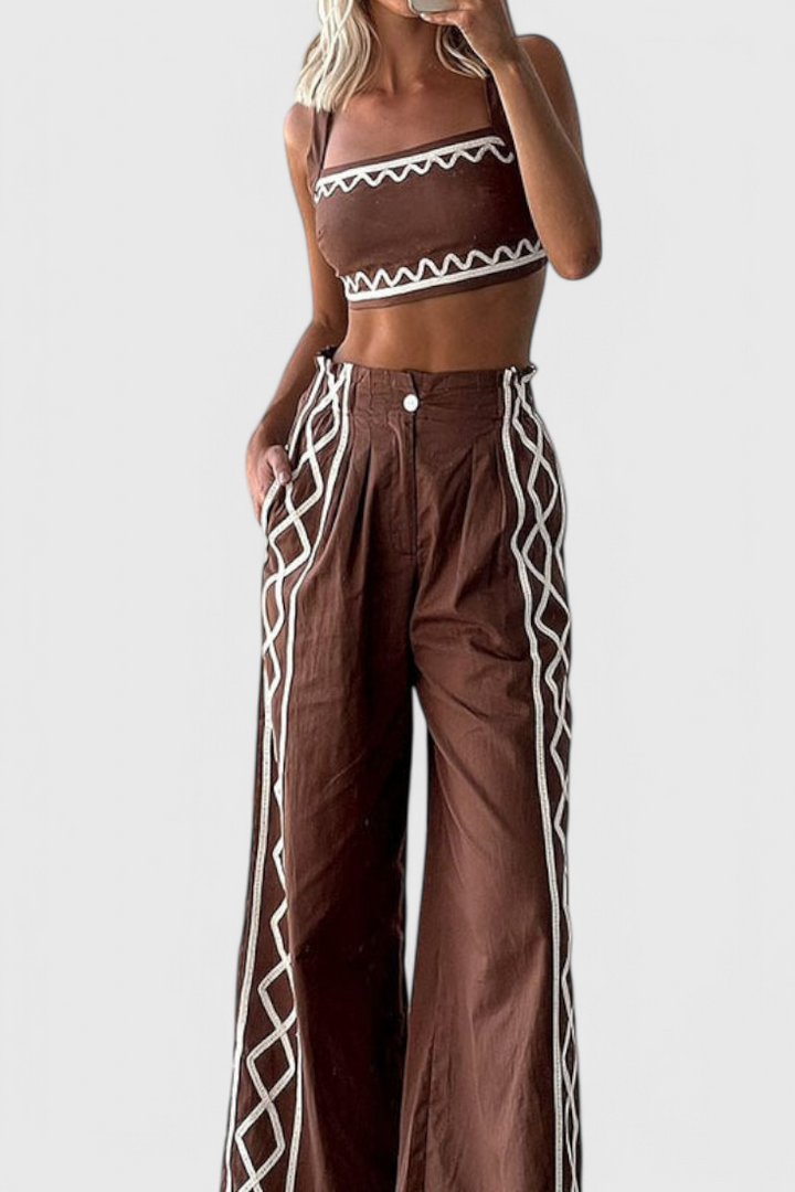 Mirella Ensemble Asymétrique à Imprimé Zigzag
