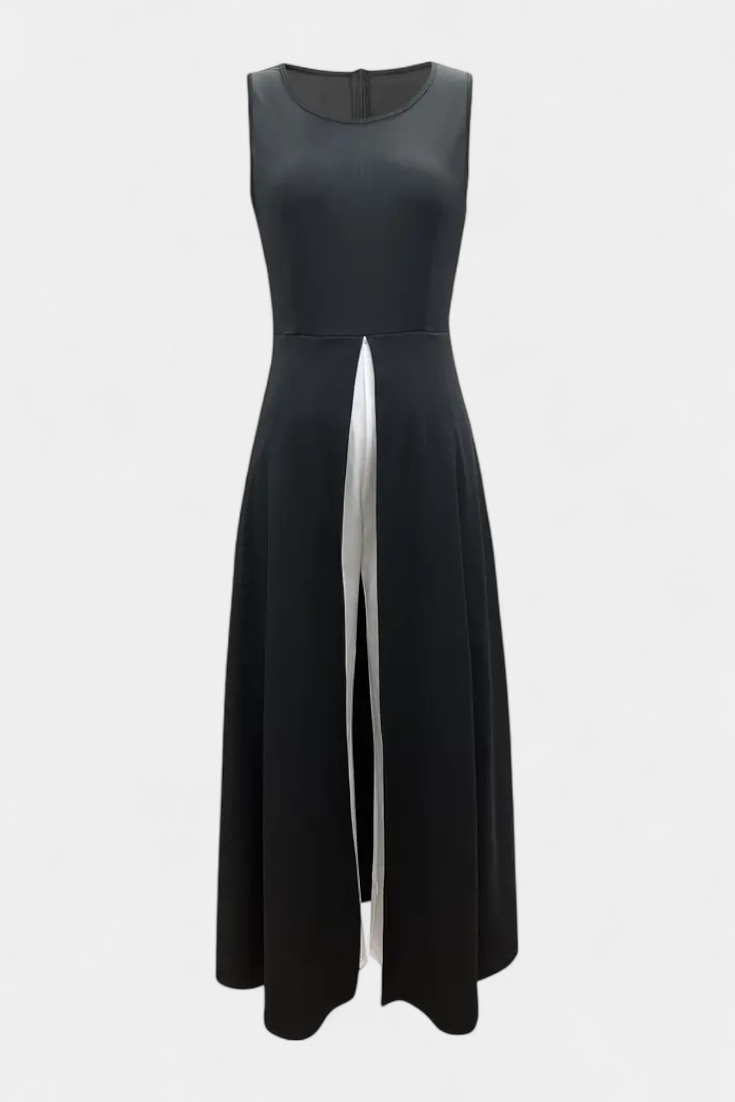 Alicie Ensemble Bicolore Sans Manches à Superposition Longue et Pantalon Ample