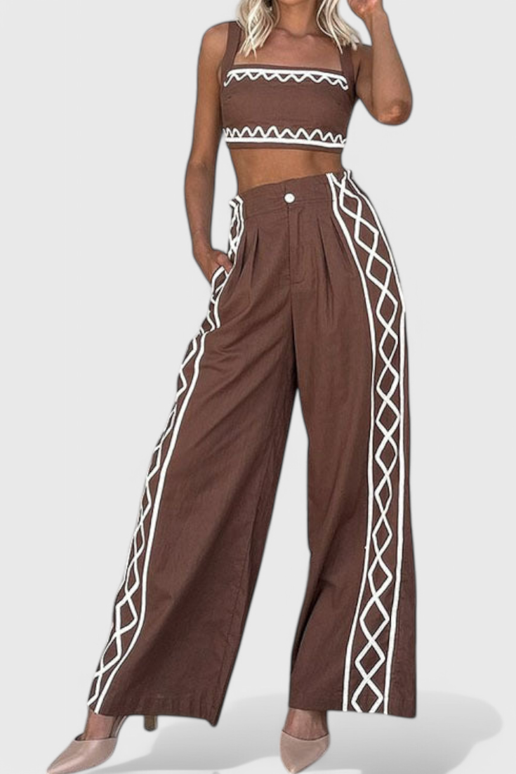 Mirella Ensemble Asymétrique à Imprimé Zigzag