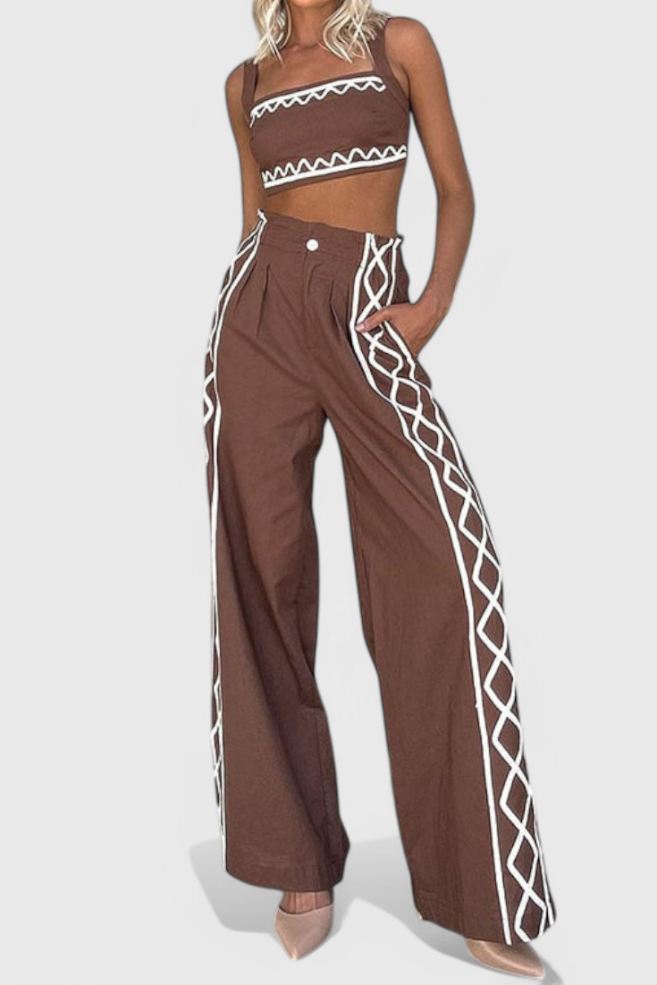 Mirella Ensemble Asymétrique à Imprimé Zigzag