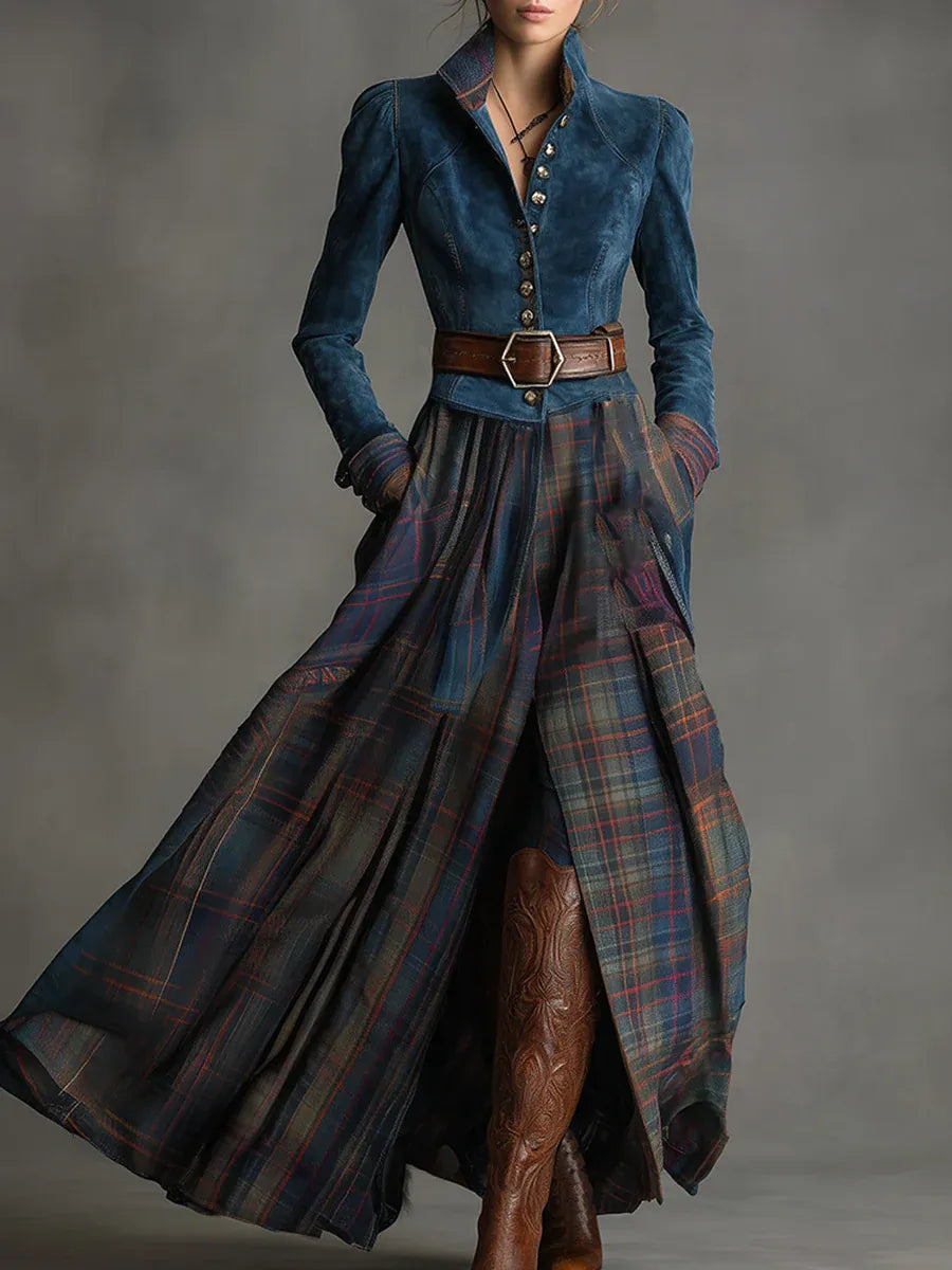 Edurne ║ Robe maxi en daim bleu