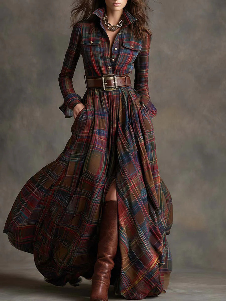 Beatriz ║ Robe longue à carreaux avec ceinture