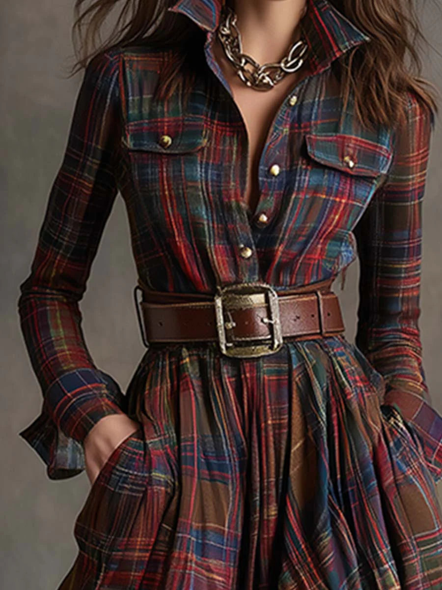 Beatriz ║ Robe longue à carreaux avec ceinture