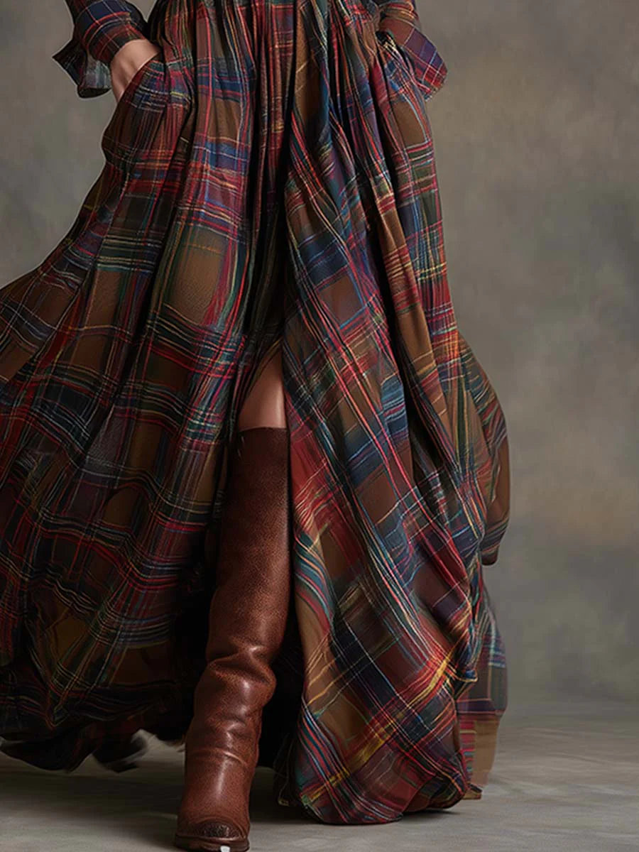 Beatriz ║ Robe longue à carreaux avec ceinture