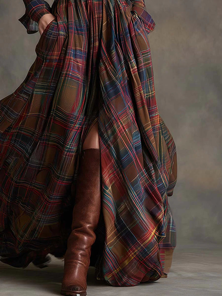 Beatriz ║ Robe longue à carreaux avec ceinture