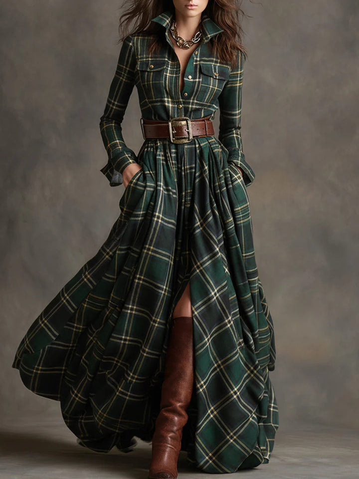 Beatriz ║ Robe longue à carreaux avec ceinture