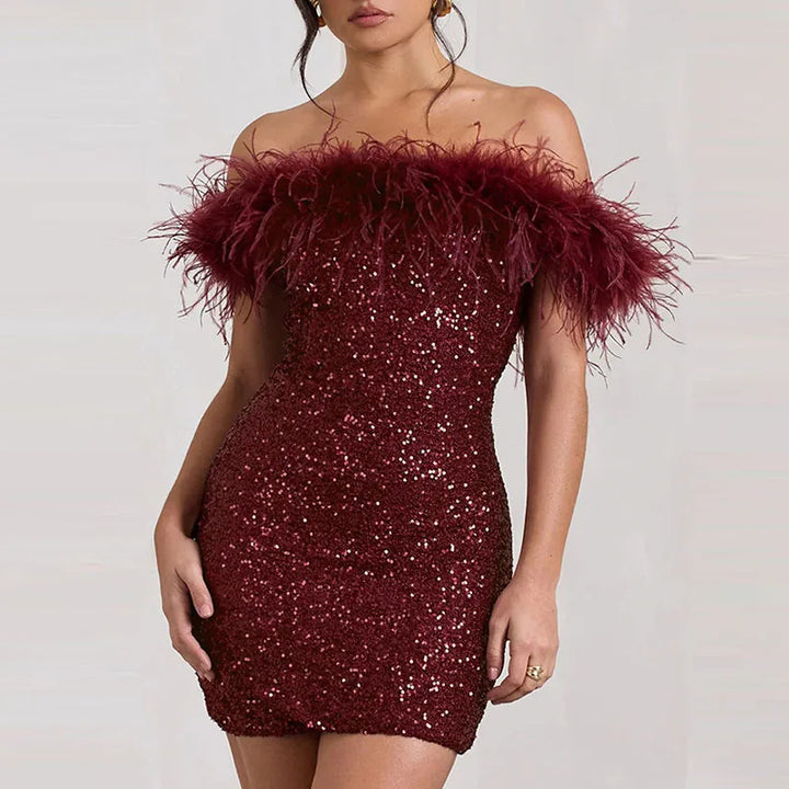 Rinna™ | Robe pailletée élégante à épaules dénudées