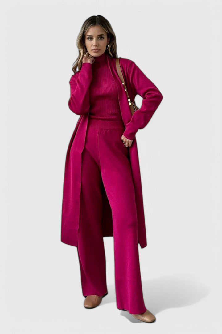 Mahalia Ensemble 3 Pièces en Tricot Doux à Coupe Élégante