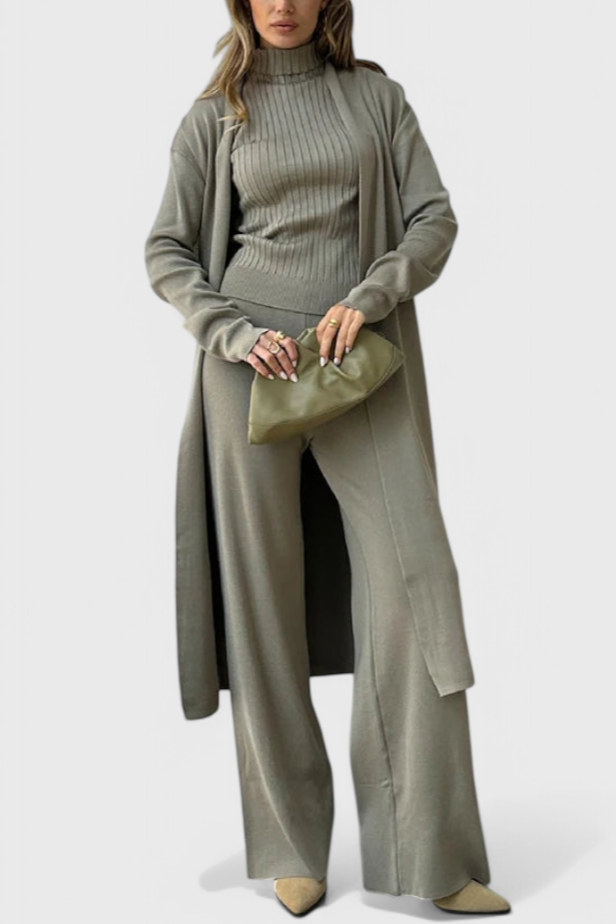 Mahalia Ensemble 3 Pièces en Tricot Doux à Coupe Élégante