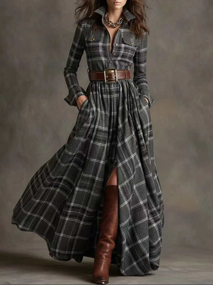 Beatriz ║ Robe longue à carreaux avec ceinture